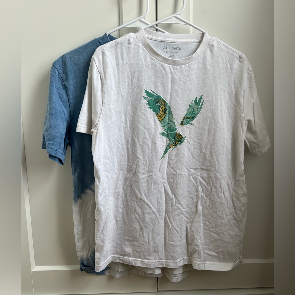 American Eagle BUNDLE 2 Cotton T Shirts Naito x AE and Tie Dye Blue Tee Medium - Picture 2 of 9